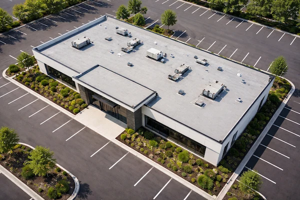 Commercial roof inspection view